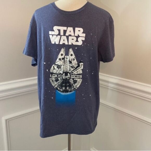 Star Wars T-Shirt Men’s Size Large Dark Blue Millennium Falcon Graphic Tee - Picture 7 of 10